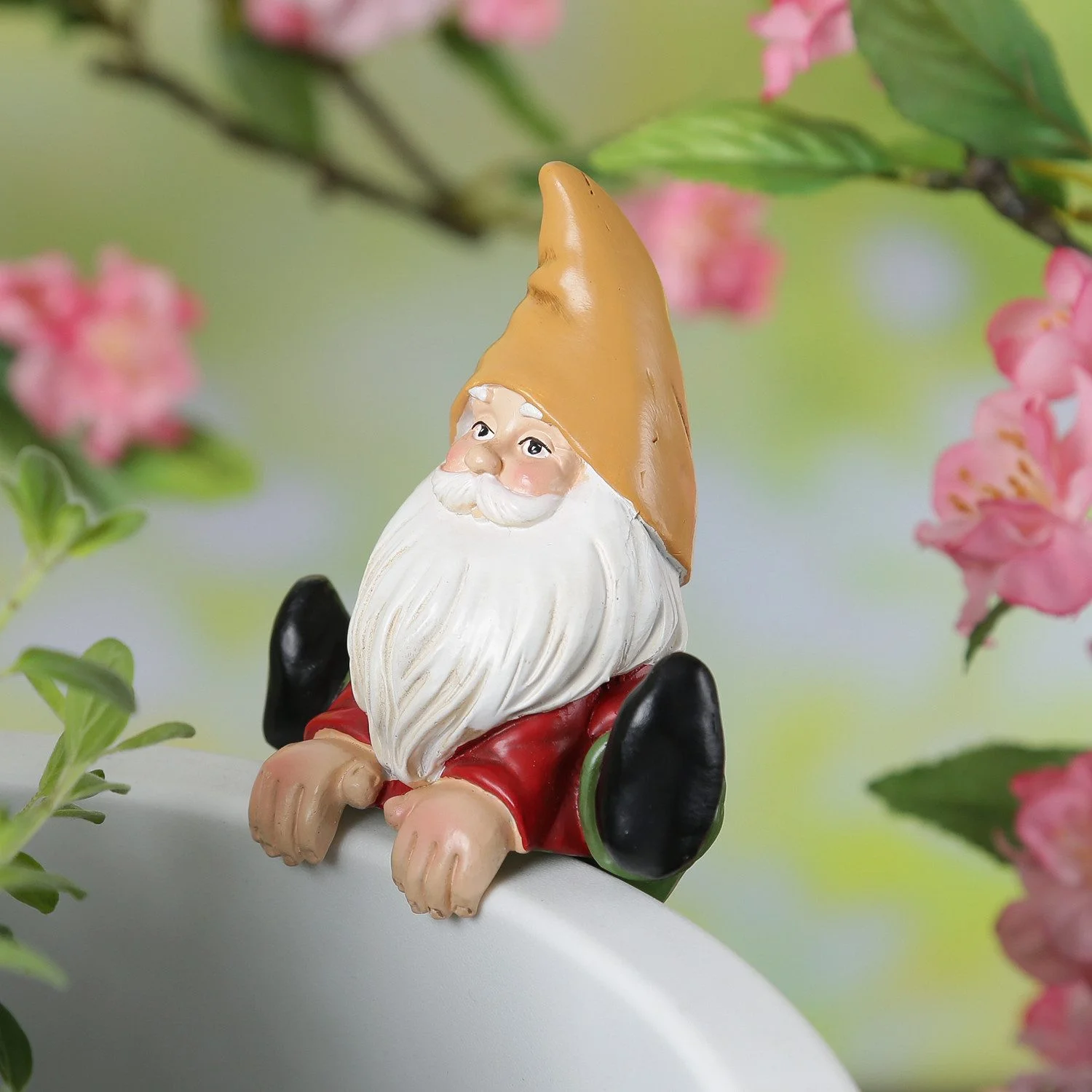 MARELIDA Gartenzwerg – Lustiger Blumentopfhänger, Polyresin, H: 10 cm